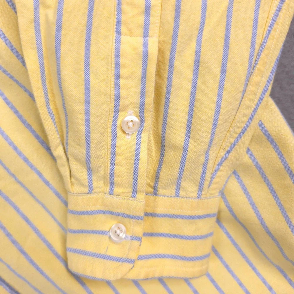 Ralph Lauren Boys Yellow Blue Striped Button Down Oxford Shirt Flesh Pony 16